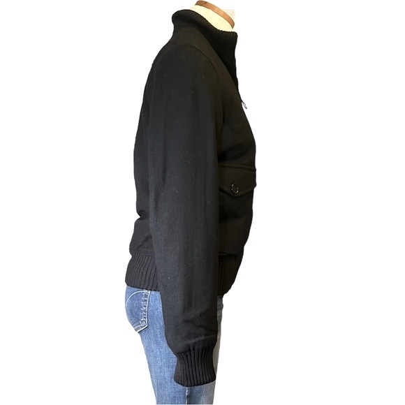 Theory Zip Up Knitted Wool Sweater Jacket, Black, Small - Picture 10 of 16